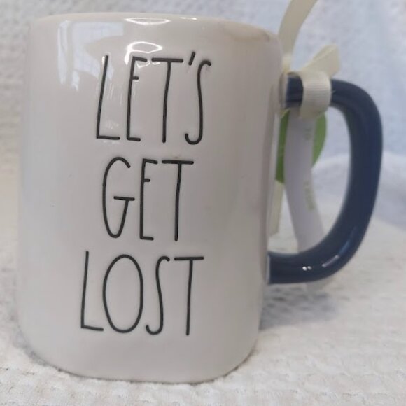 Rae Dunn Artisan Collection Ceramic Mug Lets Get Lost 20 Oz Coffee Cup NEW - Picture 1 of 9